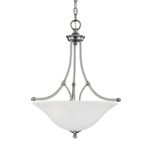 Atlas Lighting Harmony 21'' Wide 3Lt Pendant, Satin Pewter/White