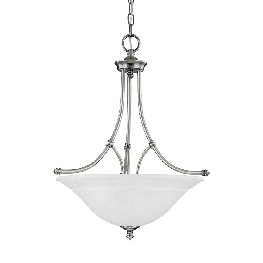 Atlas Lighting Harmony 21'' Wide 3Lt Pendant, Satin Pewter/White