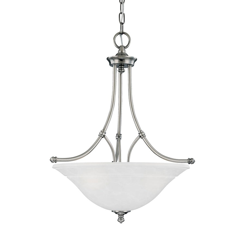 Atlas Lighting Harmony 21in 3-Light Pendant | Traditional Satin Pewter and White Glass | Kitchen Island & Dining Room | Model CL11776-SV