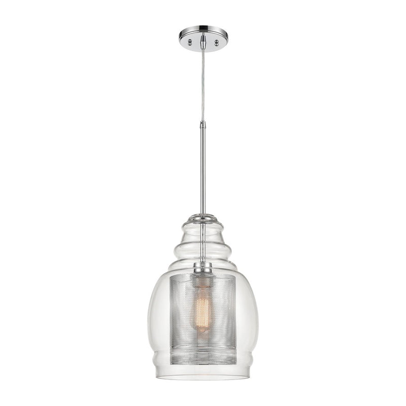 Atlas Lighting Herndon 11in 1-Light Pendant | Modern Polished Chrome and Clear Glass | Kitchen Island & Dining Room | Model CL11778-CH