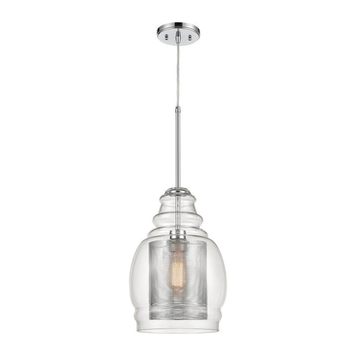 Atlas Lighting Herndon 11'' Wide 1Lt Pendant, Polished Chrome/Clear