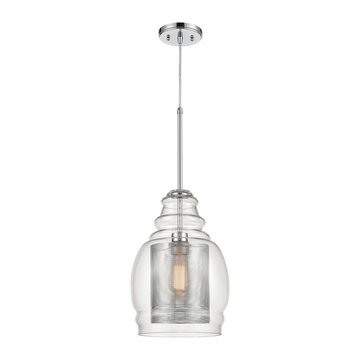 Atlas Lighting Herndon 11'' Wide 1Lt Pendant, Polished Chrome/Clear