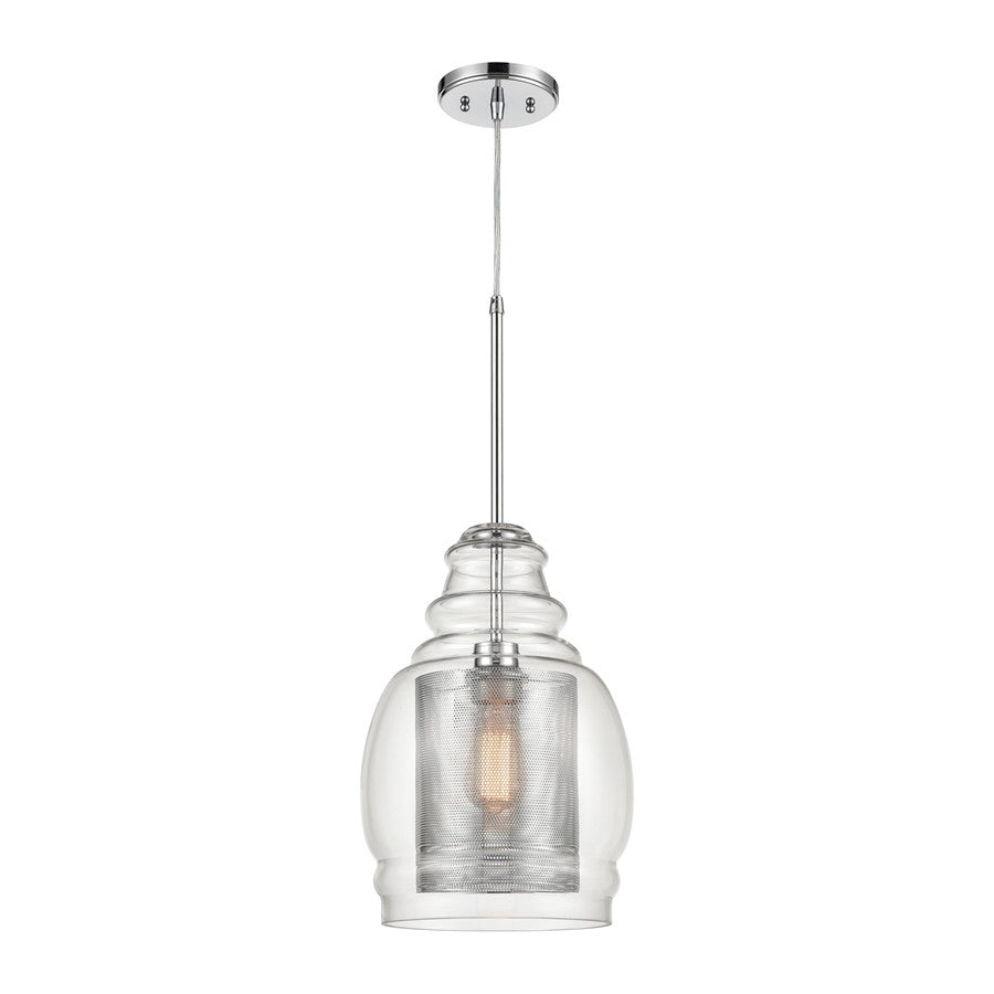 Atlas Lighting Herndon 11'' Wide 1Lt Pendant, Polished Chrome/Clear