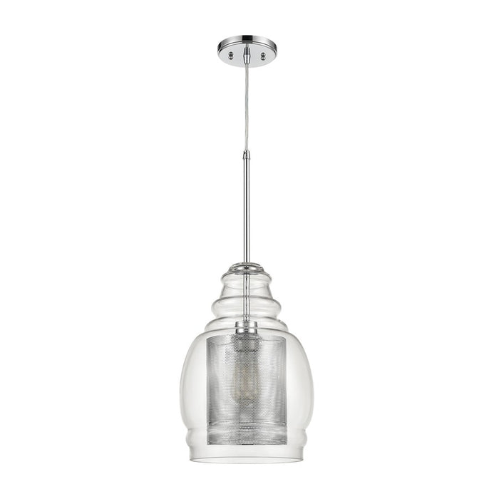 Atlas Lighting Herndon 11'' Wide 1Lt Pendant, Polished Chrome/Clear