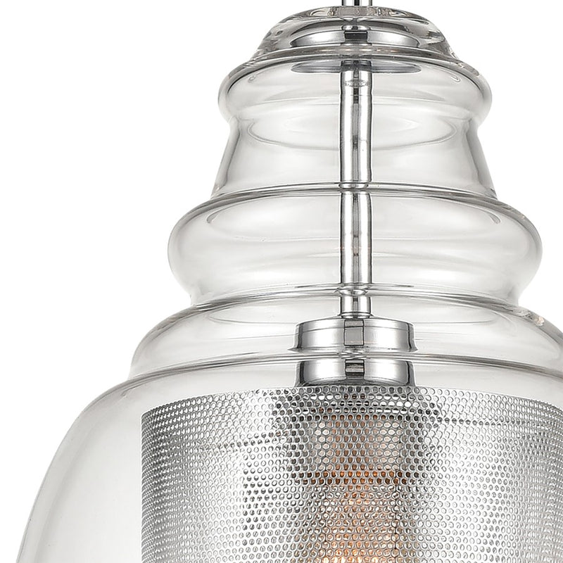 Atlas Lighting Herndon 11in 1-Light Pendant | Modern Polished Chrome and Clear Glass | Kitchen Island & Dining Room | Model CL11778-CH
