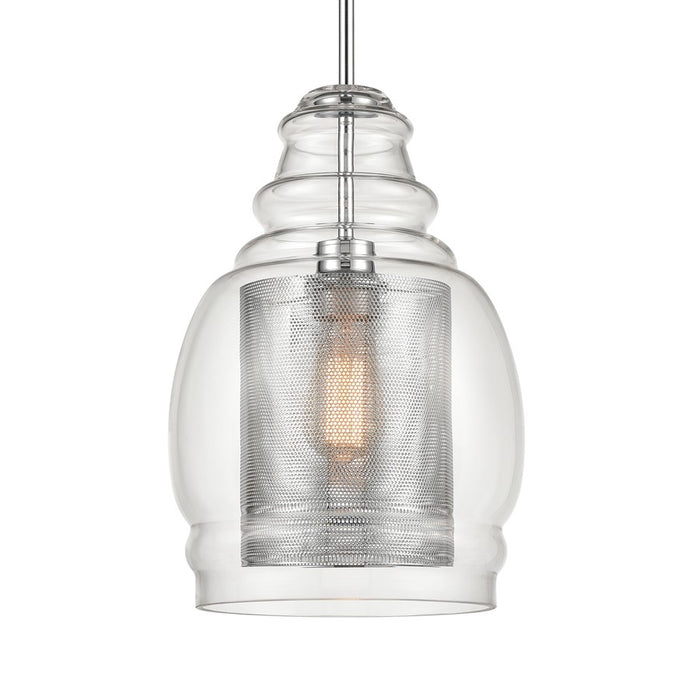 Atlas Lighting Herndon 11'' Wide 1Lt Pendant, Polished Chrome/Clear