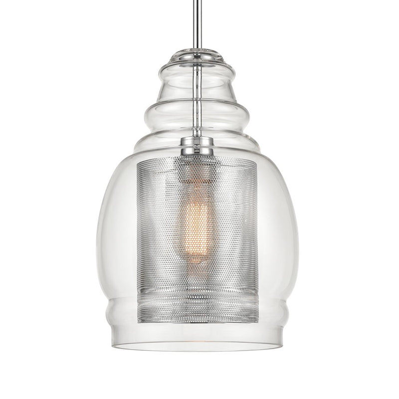 Atlas Lighting Herndon 11in 1-Light Pendant | Modern Polished Chrome and Clear Glass | Kitchen Island & Dining Room | Model CL11778-CH