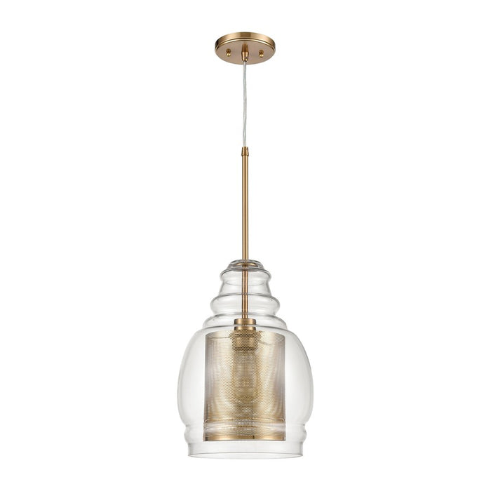 Atlas Lighting Herndon 11'' Wide 1Lt Pendant, Antique Gold/CLear