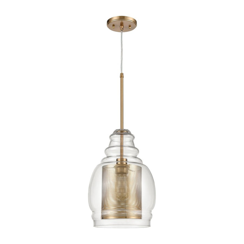 Atlas Lighting Herndon 11in 1-Light Pendant | Antique Gold and Clear Glass | Kitchen Island & Dining Room | 11 x 11 x 16 in | Model CL11778-GD