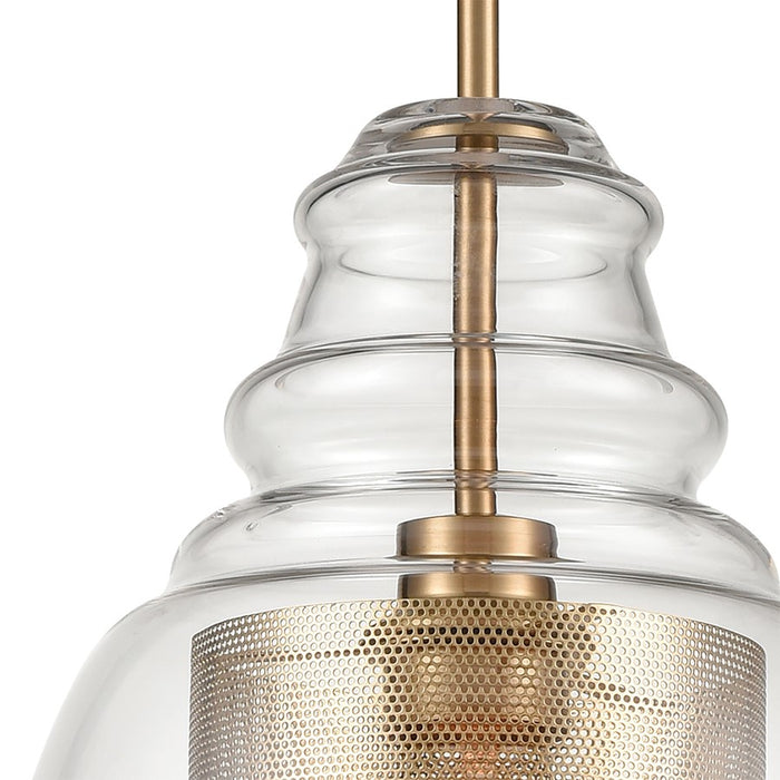 Atlas Lighting Herndon 11'' Wide 1Lt Pendant, Antique Gold/CLear