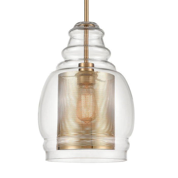 Atlas Lighting Herndon 11'' Wide 1Lt Pendant, Antique Gold/CLear