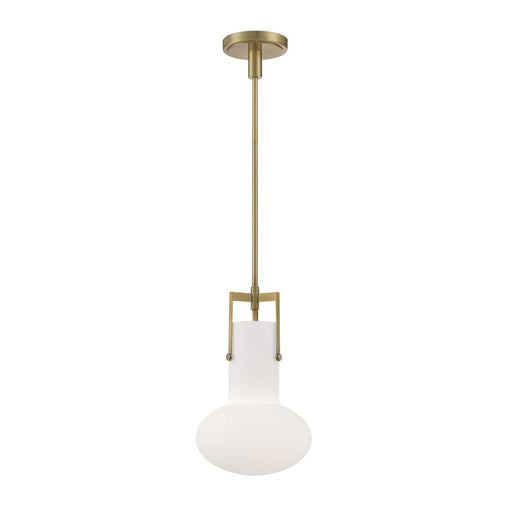 Atlas Lighting Izel 10'' Wide 1Lt Pendant, Antique Brass/White