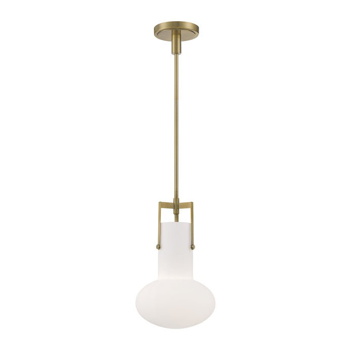 Atlas Lighting Izel 10'' Wide 1Lt Pendant, Antique Brass/White