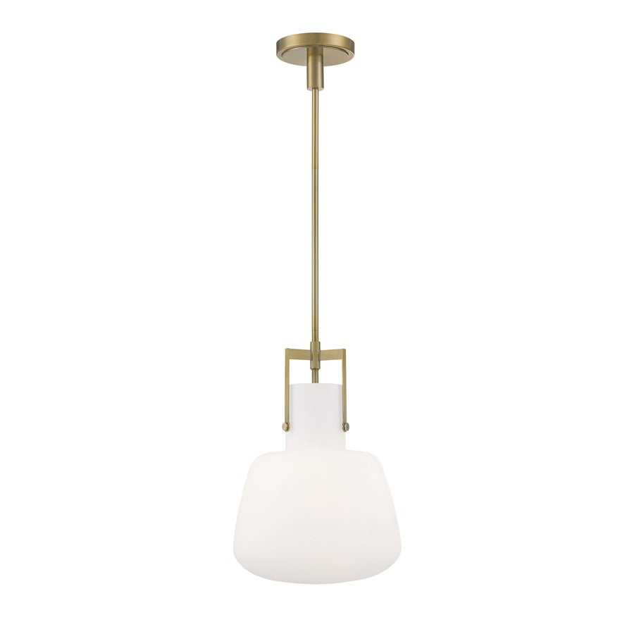 Atlas Lighting Izel 18'' Wide 1Lt Pendant, Antique Brass/White