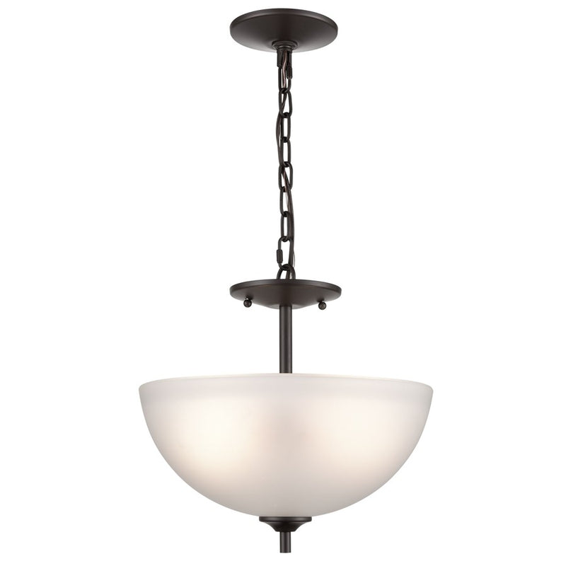 Atlas Lighting Jackson 14in 2-Light Pendant | Transitional Oil Rubbed Bronze and White Frosted Glass | Kitchen Island & Dining | Model CL11783-BZ
