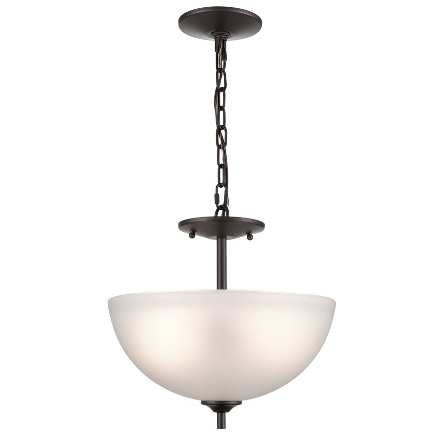 Atlas Lighting Jackson 14''W 2Lt Pendant, Oil Rubbed Bronze/White