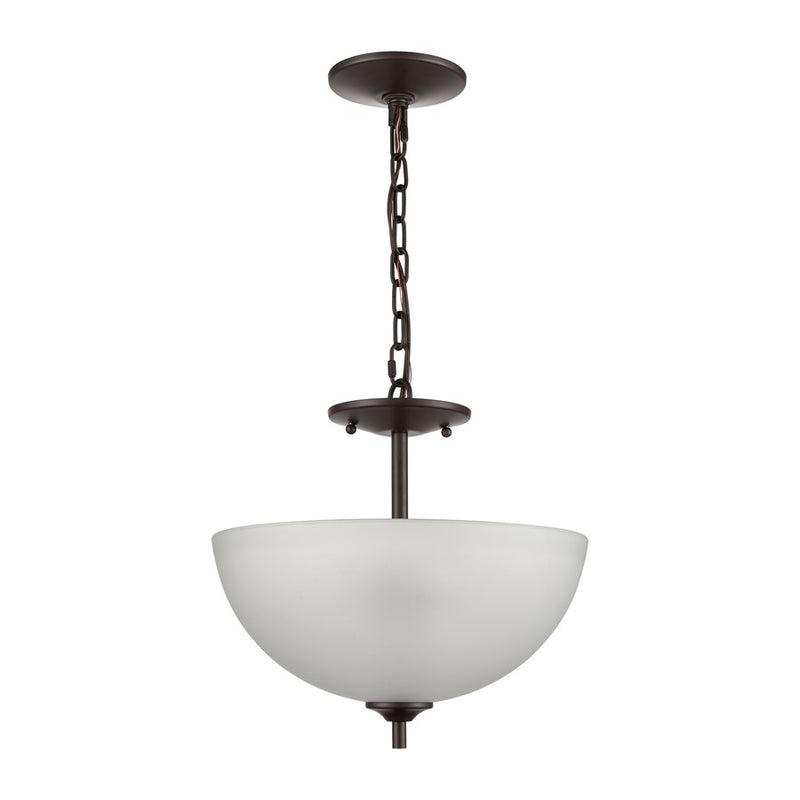 Atlas Lighting Jackson 14in 2-Light Pendant | Transitional Oil Rubbed Bronze and White Frosted Glass | Kitchen Island & Dining | Model CL11783-BZ