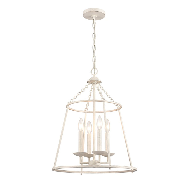 Atlas Lighting Joanie 17in 4-Light Pendant | Transitional Antique White Open Lantern | Kitchen Island & Dining Room | Model CL11784-WH