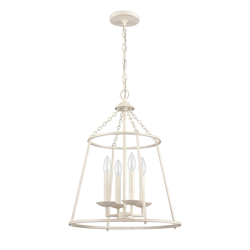 Atlas Lighting Joanie 17in 4-Light Pendant | Transitional Antique White Open Lantern | Kitchen Island & Dining Room | Model CL11784-WH