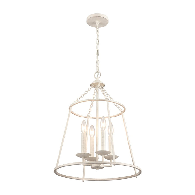 Atlas Lighting Joanie 17in 4-Light Pendant | Transitional Antique White Open Lantern | Kitchen Island & Dining Room | Model CL11784-WH