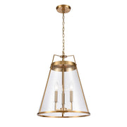 Atlas Lighting Judy 16in 3-Light Pendant | Transitional Satin Brass and Clear Glass | Kitchen Island & Dining Room | Model CL11785-BS