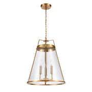 Atlas Lighting Judy 16in 3-Light Pendant | Transitional Satin Brass and Clear Glass | Kitchen Island & Dining Room | Model CL11785-BS