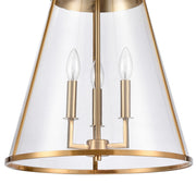 Atlas Lighting Judy 16in 3-Light Pendant | Transitional Satin Brass and Clear Glass | Kitchen Island & Dining Room | Model CL11785-BS