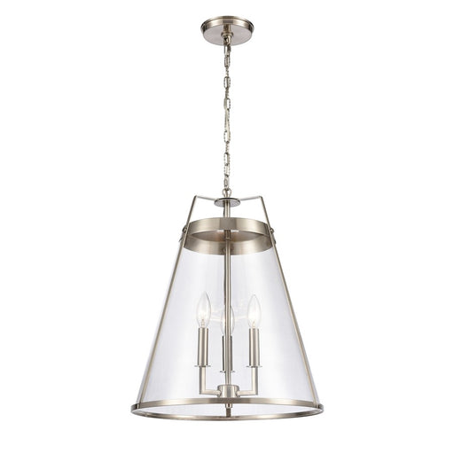 Atlas Lighting Judy 16'' Wide 3Lt Pendant, Satin Nickel/Clear