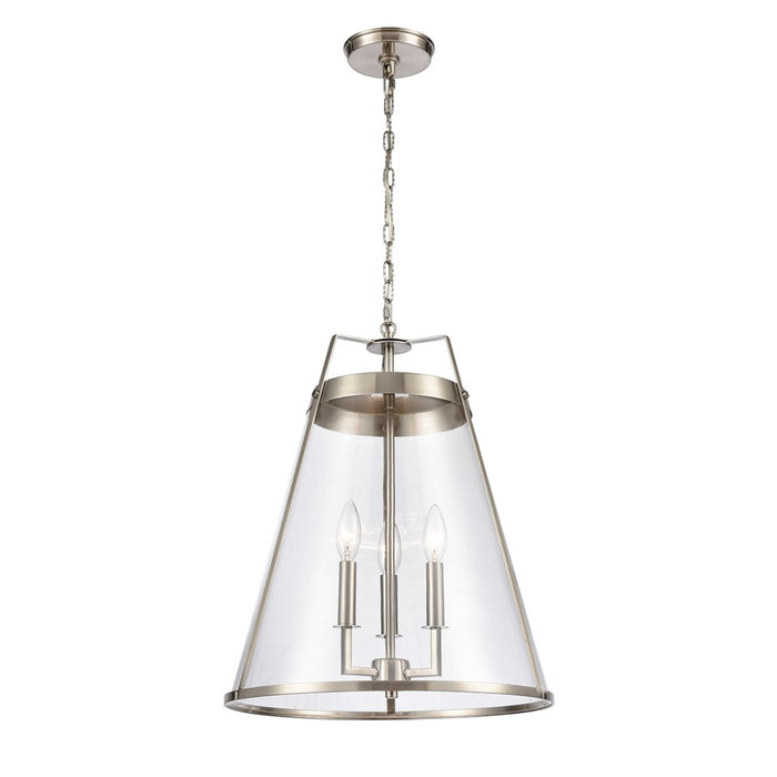 Atlas Lighting Judy 16'' Wide 3Lt Pendant, Satin Nickel/Clear
