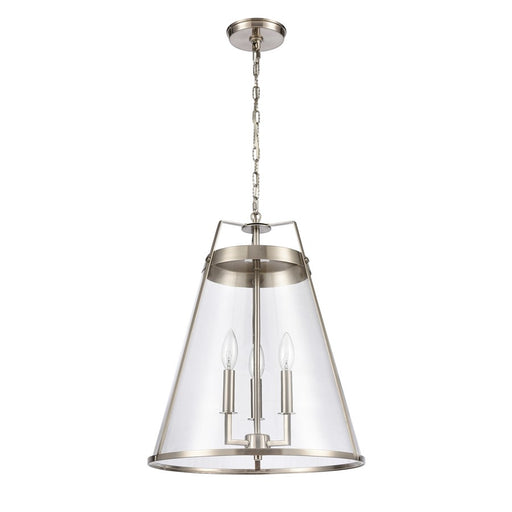Atlas Lighting Judy 16'' Wide 3Lt Pendant, Satin Nickel/Clear
