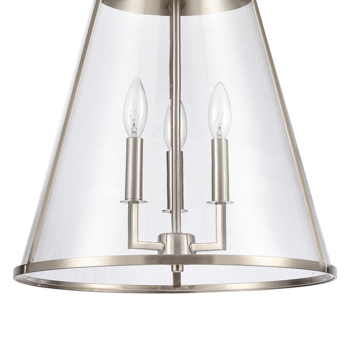 Atlas Lighting Judy 16'' Wide 3Lt Pendant, Satin Nickel/Clear