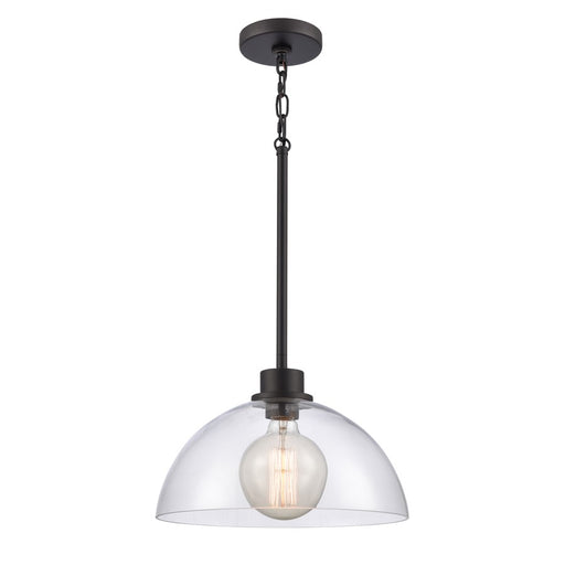 Atlas Lighting Julian 14'' Wide 1Lt Pendant, Matte Black/Clear