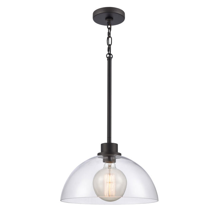 Atlas Lighting Julian 14'' Wide 1Lt Pendant, Matte Black/Clear