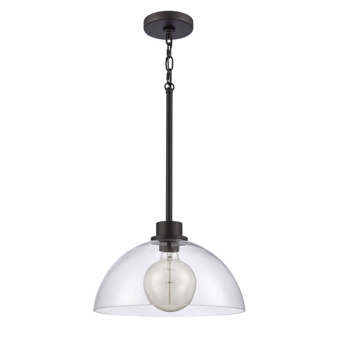 Atlas Lighting Julian 14'' Wide 1Lt Pendant, Matte Black/Clear