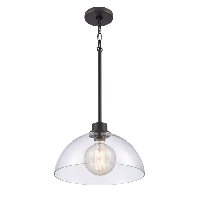Atlas Lighting Julian 14'' Wide 1Lt Pendant, Matte Black/Clear