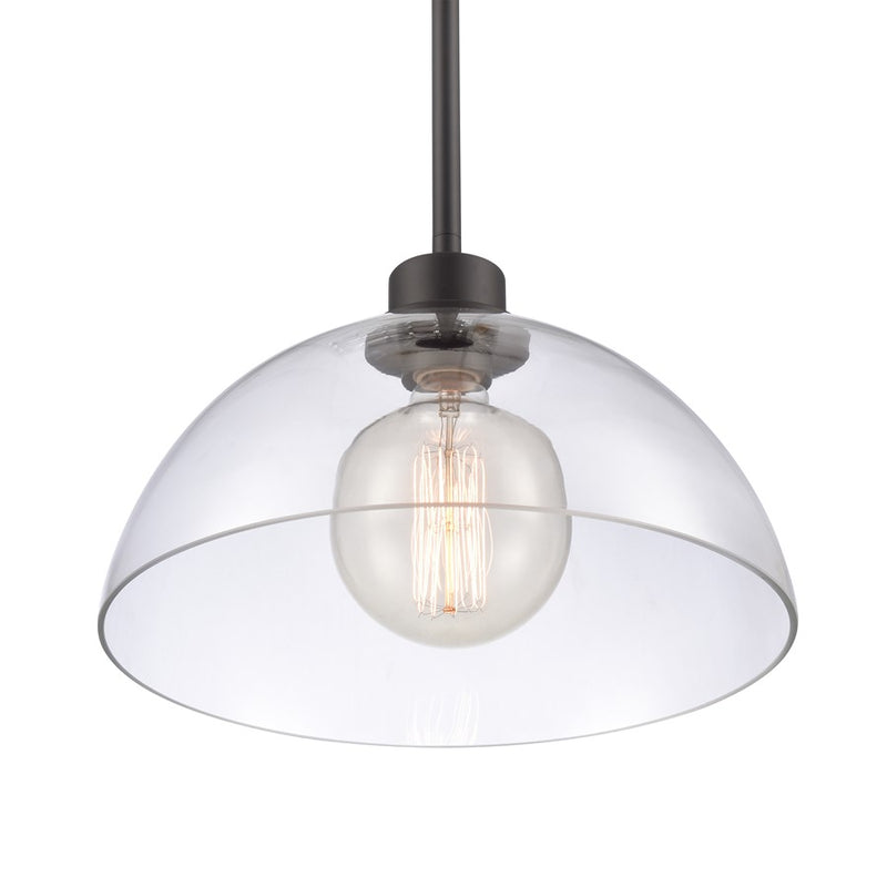 Atlas Lighting Julian 14in 1-Light Pendant | Transitional Matte Black and Clear Glass | Kitchen Island & Dining Room | Model CL11786-BK