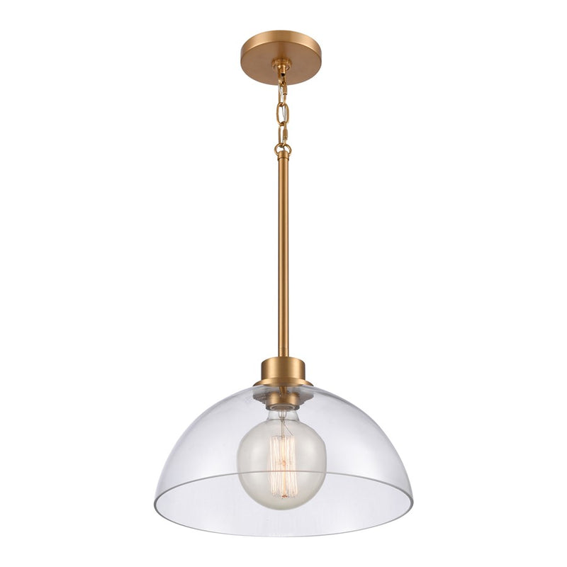 Atlas Lighting Julian 14in 1-Light Pendant | Transitional Brushed Gold and Clear Glass | Kitchen Island & Dining Room | Model CL11786-GD