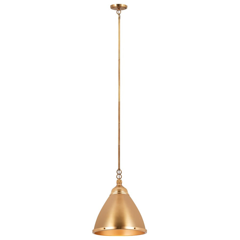 Atlas Lighting Katelyn 15in 1-Light Pendant | Industrial Satin Brass Metal | Kitchen Island & Dining Room | 15 x 15 x 16 in | Model CL11787-BS