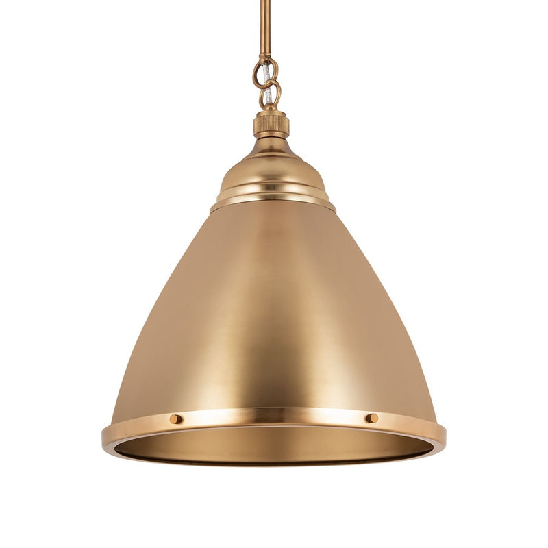 Atlas Lighting Katelyn 15in 1-Light Pendant | Industrial Satin Brass Metal | Kitchen Island & Dining Room | 15 x 15 x 16 in | Model CL11787-BS