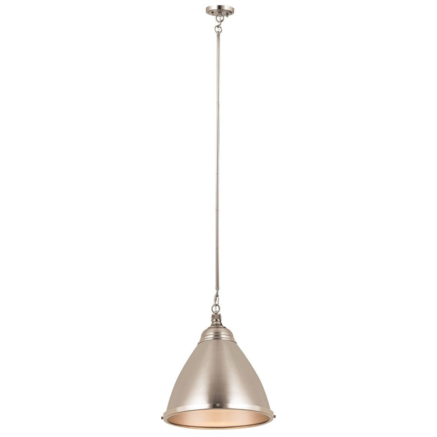 Atlas Lighting Katelyn 15'' Wide 1Lt Pendant, Brushed Steel/Silver