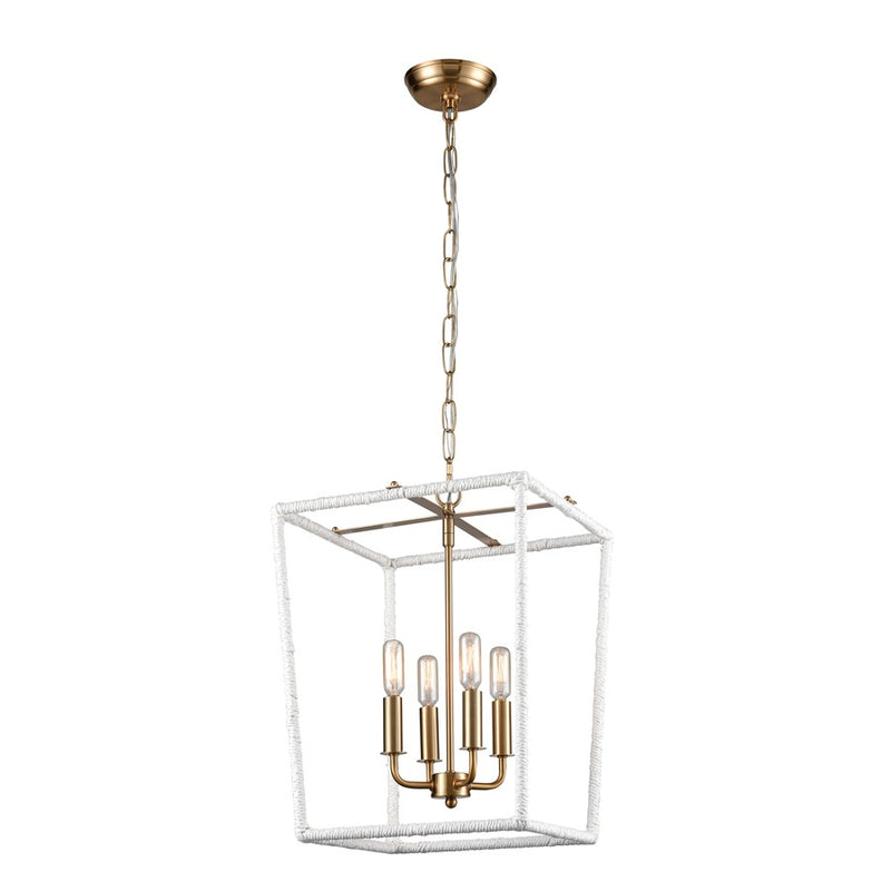 Atlas Lighting Kingdom 14in 4-Light Pendant | Transitional Aged Brass and White Metal | Kitchen Island & Dining Room | Model CL11788-BS