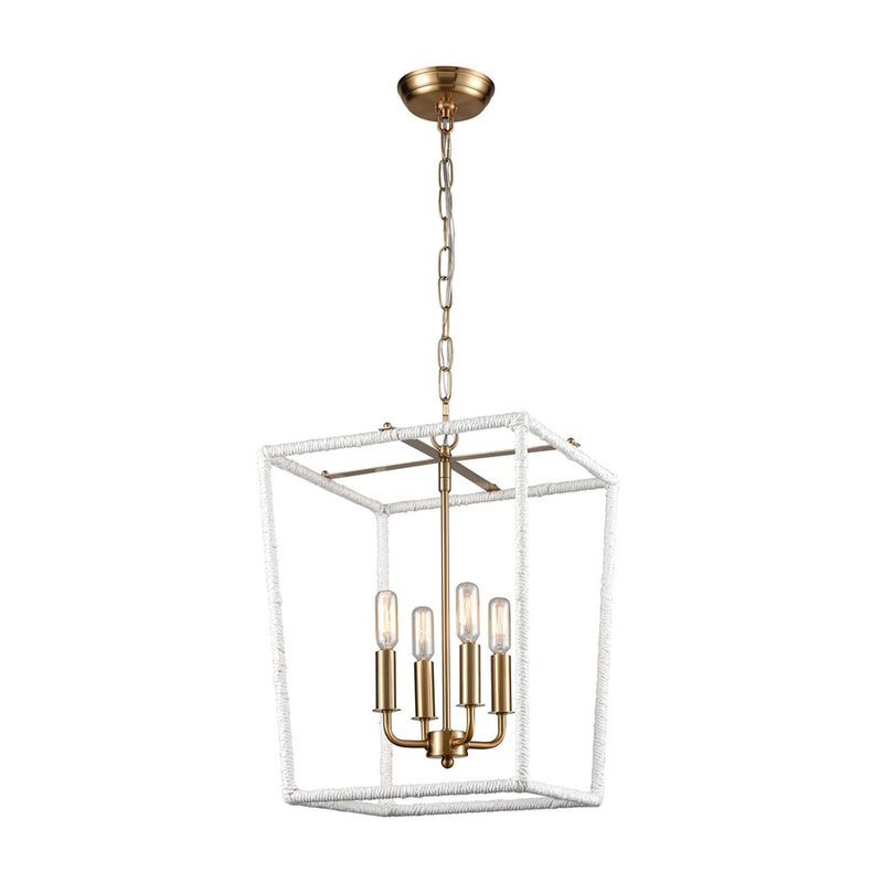 Atlas Lighting Kingdom 14in 4-Light Pendant | Transitional Aged Brass and White Metal | Kitchen Island & Dining Room | Model CL11788-BS