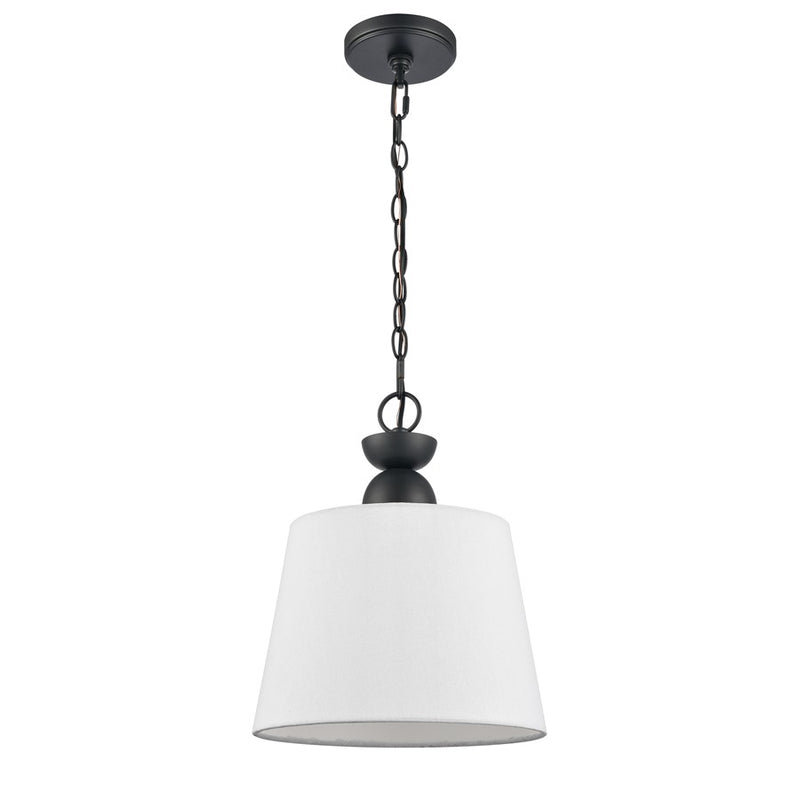 Atlas Lighting Kistler 12in 1-Light Pendant | Transitional Charcoal and White Fabric | Kitchen Island & Dining Room | Model CL11789-BK