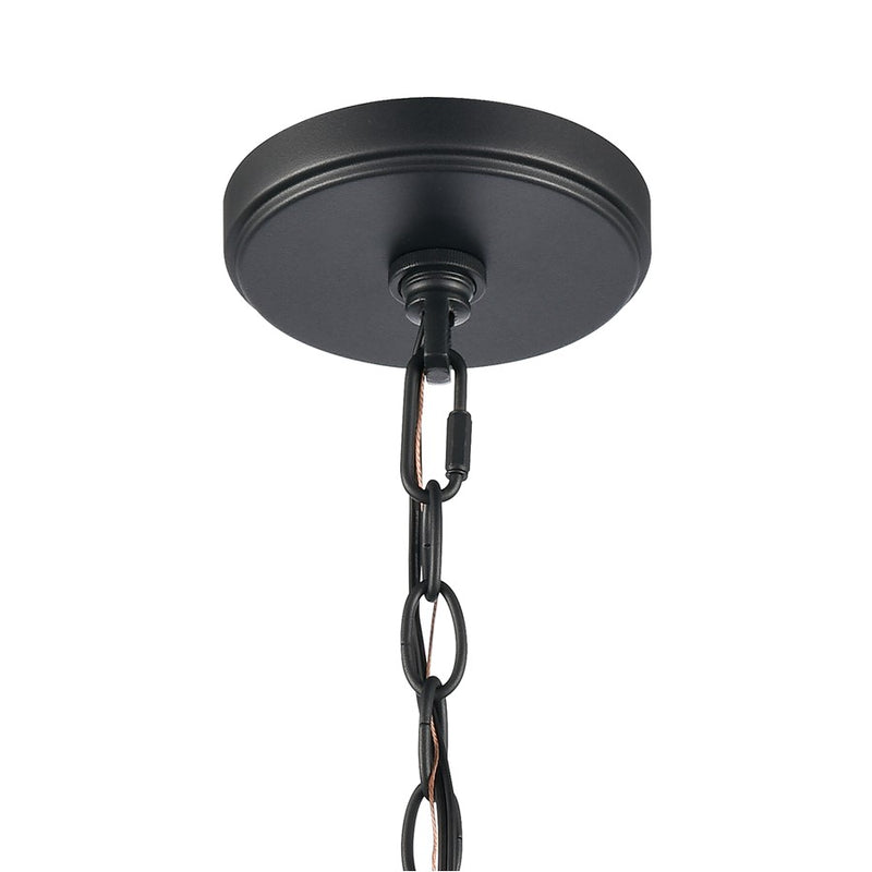 Atlas Lighting Kistler 12in 1-Light Pendant | Transitional Charcoal and White Fabric | Kitchen Island & Dining Room | Model CL11789-BK