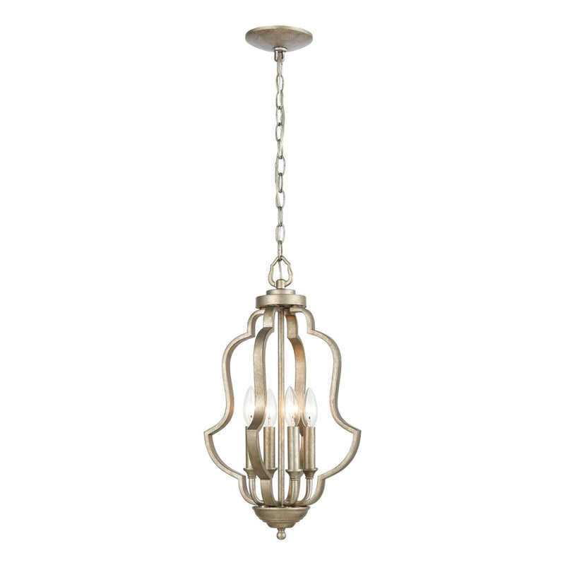 Atlas Lighting Lanesboro 12'' Wide 4Lt Pendant, Dusted Silver