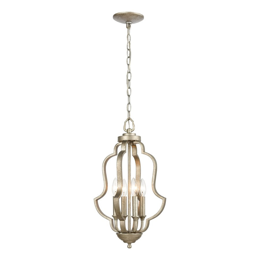 Atlas Lighting Lanesboro 12'' Wide 4Lt Pendant, Dusted Silver