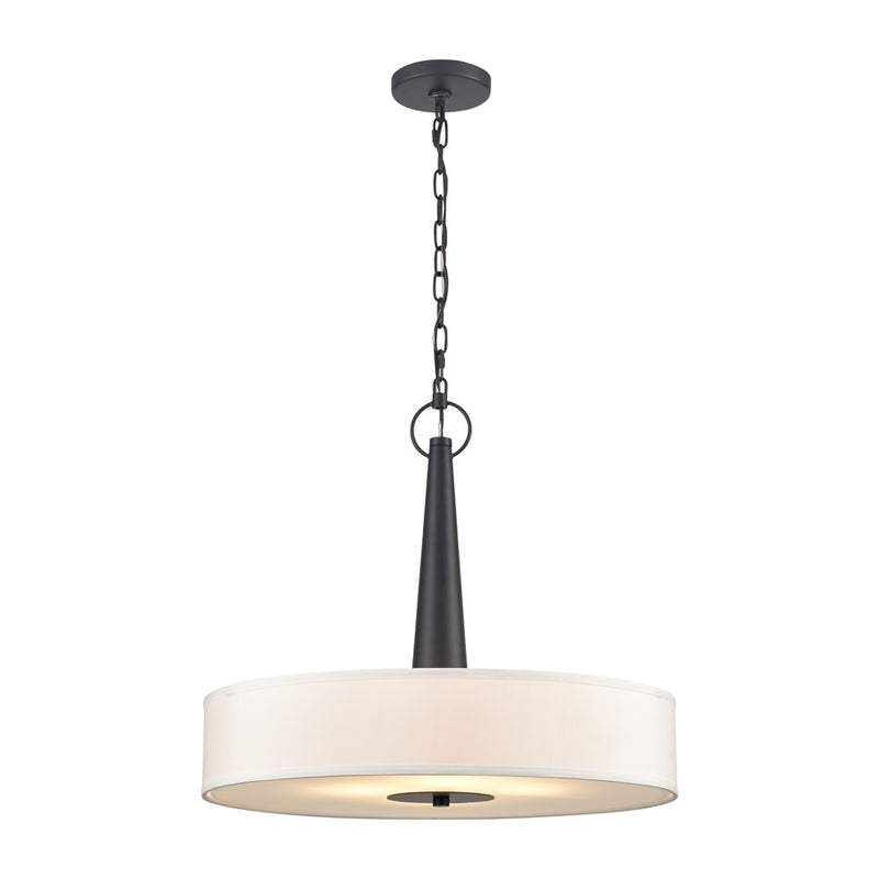 Atlas Lighting Leo 22in 4-Light Pendant | Transitional Matte Black and Off White Fabric Shade | Kitchen Island & Dining Room | Model CL11791-BK