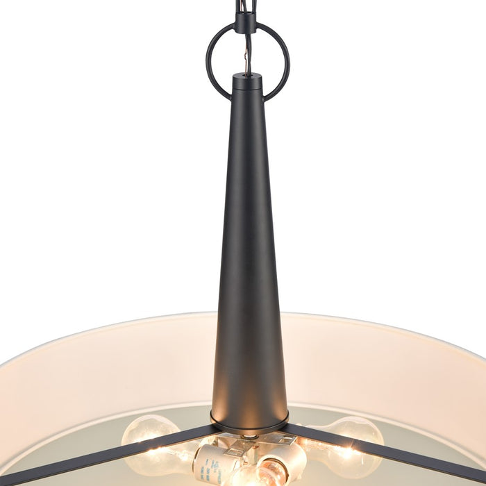 Atlas Lighting Leo 22'' Wide 4Lt Pendant, Matte Black/White