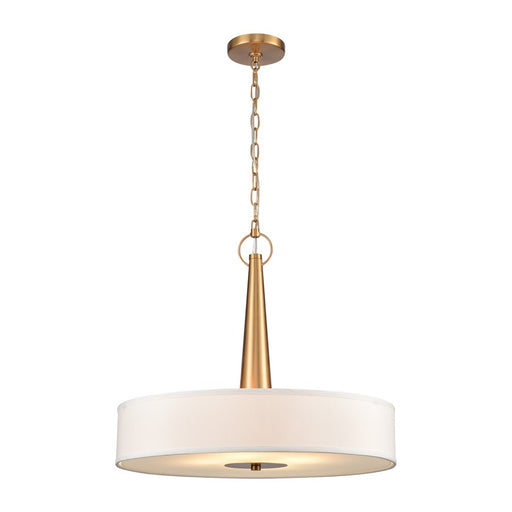Atlas Lighting Leo 22'' Wide 4Lt Pendant, Brushed Gold/White
