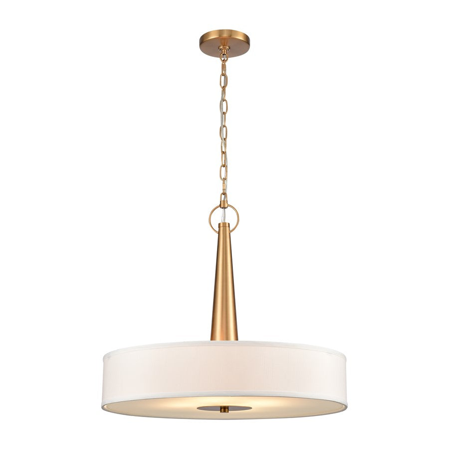 Atlas Lighting Leo 22'' Wide 4Lt Pendant, Brushed Gold/White